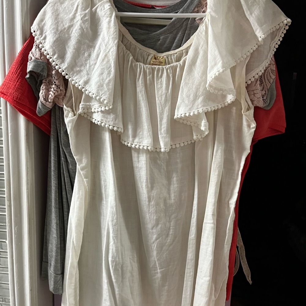 White top with big ruffle top